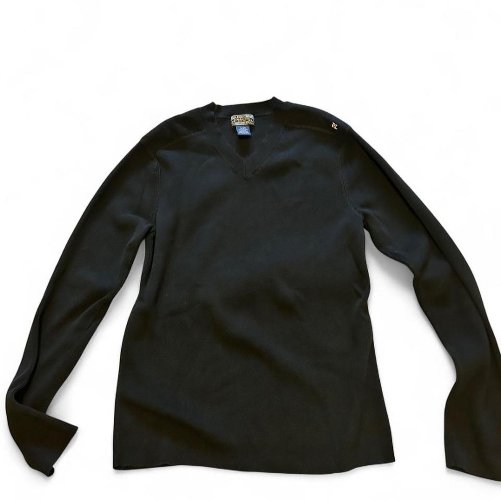 intage Polo Jeans Company Ralph Lauren black long sleeve v-neck black sweater